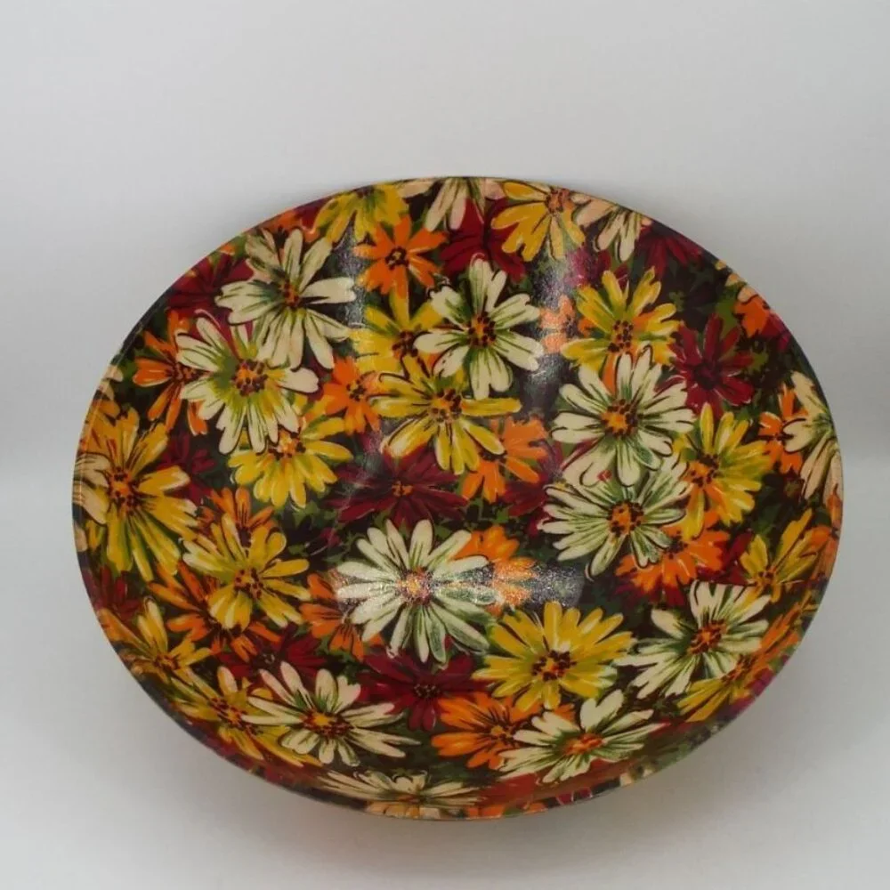 Vintage MCM Multicolor Floral Fiberglass 14
